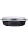 Hotpack Microwaveable Round Black Base Meal Prep Container With Clear Lid, Lunch Boxes 32 Oz 5 Piec