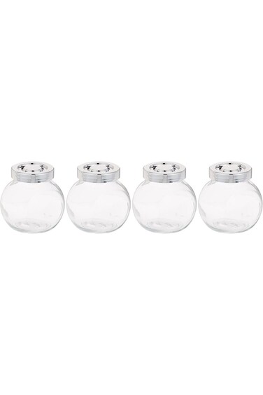 IKEA RAJTAN Spice jar, Glass, Aluminum Color 400.647.02, 1-Pack(4-Count), Clear