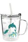 IndusBay&reg; Multiple Usage Sipper with Straw Floral/Animal Print Mason Straw Jar with Lid, Drink for