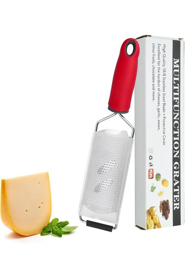 Beauenty Hand-held Cheese Grater, Stainless Steel Lemon Zester with Sharp Blade and Comfortable Han