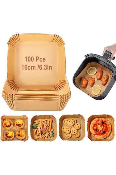 بطانات ورقية للاستخدام مرة واحدة من ALAFA's للخبز الذاتي   بطانات ورقية للاستخدام مرة واحدة للمقلاة الهوائية، مقاومة للزيت والماء للخبز