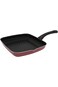 Bister Non Stick Cookware Stripy Grill Pan, Nonstick with Flat Bottom Suitable for Induction, Red/B