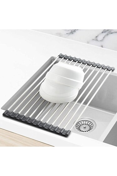 Arabest Dish Drying Rack, Over The Sink Kitchen Storage Rolling Dish Drainer, Foldable Sink Rack Ma