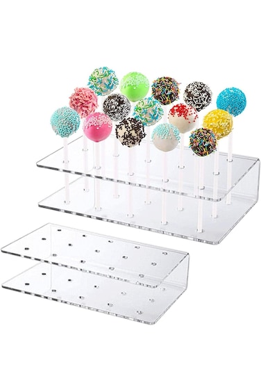 حامل عرض مصاصات كيك أكريليك من KASTWAVE Olefu، حامل مصاصات أكريليك شفاف، حامل عرض مجوهرات