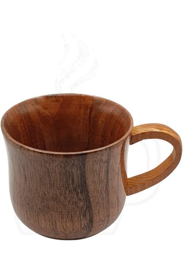 كوب خشبي طبيعي متين، 12 مل