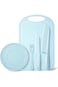 ABIN Kid-Safe Cake Knife Set for Real Cooking With Cutting Board, Plastic Knives, Plate &amp; Fork, BPA