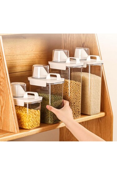 حاويات تخزين الحبوب من يو هوم، حاويات تخزين طعام محكمة الإغلاق، منظم حبوب بلاستيكي