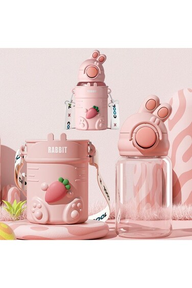 HQ HQ-GAMING Large Straw Cup Water Bottles with Cute Rabbit Ear,Sports Water Bottle Water Cup Gym W