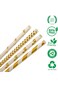 Paper straws for drinking, Biodegradable Gold Paper Straws Bulk, Pack of 100 Metallic Foil Striped/