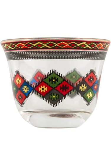 طقم أكواب قهوة زجاجي فاخر بتصميم السيف ميركاز، 12 قطعة