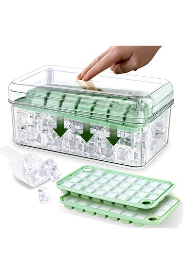 قوالب مكعبات الثلج من تزوييق، صينية مكعبات ثلج صغيرة مع غطاء وصندوق، 60 قطعة من صواني مكعبات الثلج، قوالب ثلج قابلة للانسكاب