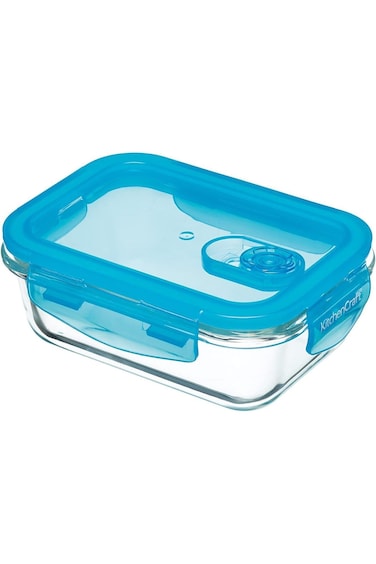 Kitchencraft Kcglsstor01 Glass Storage Container With Vent, Rectangular, 350Ml, 12X11X5.5Cm, Labell