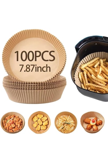 بطانة ورقية للمقلاة الهوائية، 100 قطعة، بطانة ورقية مقاومة للزيت غير لاصقة، مقاس 7.87 بوصة، دائرية للاستخدام مرة واحدة