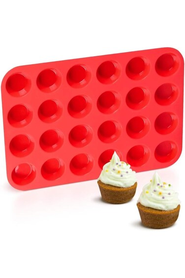 Joyzzz Muffin Pan, Silicone Muffin Pan Mini 24 Cups Cupcake Pan, Cake Pop Mold, Cylinder Silicone M