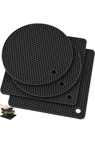 حصيرة سيليكون ALMEKAQUZ 4، حصيرة مقاومة للحرارة لرفوف الأواني الساخنة في المطبخ، لوح حصيرة أساسي للأطفال