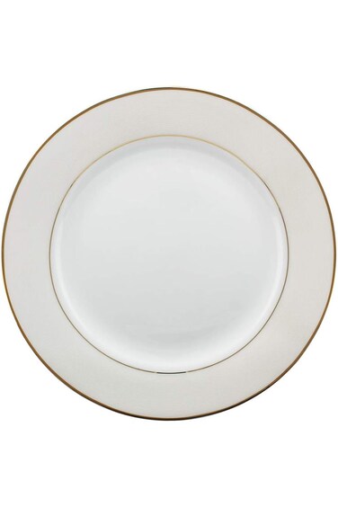 HomeBox Shallow Porcelain Platinum Dessert Plate, White, 20Cm, Ts-J1-11