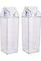 Excefore 2 Pack Milk Carton Water Bottle ，Fun Clear Stylish BPA Free Portable Water Bottle ，Carton