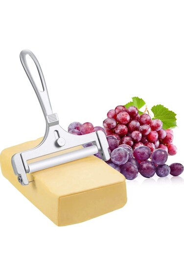 KASTWAVE Kitchen Stainless Steel Wire Cheese Slicer - Adjustable Hand Held Cheese Cutter - Premium