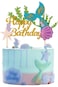 Maxi Offermax 1 Pack Glitter Mermaid Happy Birthday Cake Topper and 5 Pieces Gold Glitter Cake Deco