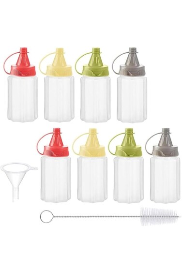 Lonimia 8 Pcs Mini Squeeze Bottles 1 OZ Ketchup Condiment Bottle Mini Sauce Bottle Honey Mustard Sa