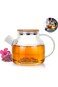 MIBRU 1000ml Glass Tea Coffee Mug Tea Cup with Removable Filter Spout and Bamboo Lid Coffee Tea Her