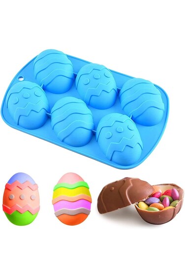 Milantree Easter Egg Molds Silicone Chocolate Mold 6 Holes Non-stick Easter Egg Shaped Silicone Mol