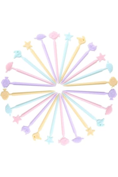 مجموعة أعواد أسنان بلاستيكية من كاست ويف، 40 قطعة شوكة طعام وفاكهة، شوكة حيوانات لطيفة، شوكة كيك صغيرة، حيوانات