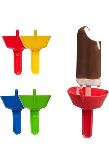Drip Free Ice Cream Popsicle Holder with Straws for Kids, Drip-Free Frozen Treats Set (4 Pieces)