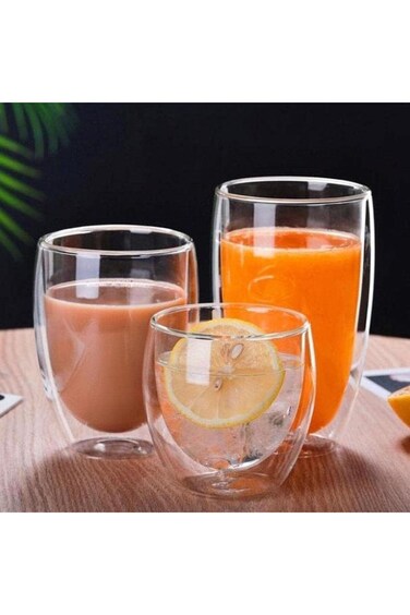 كوب قهوة مركز من الزجاج العازل من زرقار للمشروبات الساخنة والباردة، مناسب جدًا للمشروبات الباردة والساخنة.