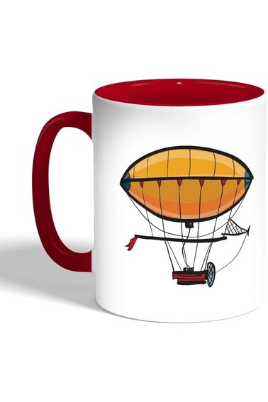 Decalac Printed Coffee Mug, Red Color, Airship (Ceramic)