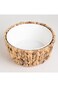 La Mesa Porcelain Round Salad Bowl with Rattan Basket, 22.2 cm x 22.2 cm x 9.7 cm, 1 kg