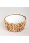 La Mesa Porcelain Round Salad Bowl with Rattan Basket, 22.2 cm x 22.2 cm x 9.7 cm, 1 kg