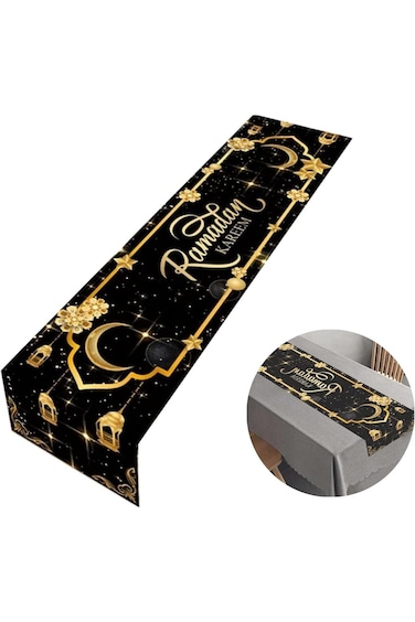 مفرش طاولة رمضان مبارك من KOWVOWZ، مفرش طاولة رمضان، مفرش طاولة عيد مبارك من الكتان، إسلامي