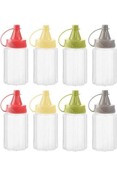 Oasisgalore 8 Pcs Mini Squeeze Bottles 1 OZ Ketchup Condiment Bottle Mini Sauce Bottle Honey Mustar