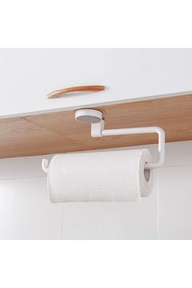 حامل مناشف ورقية، حامل مناشف ورقية دوار بلاستيكي بدون حفر، لاصقات قابلة للإزالة أسفل الخزانة