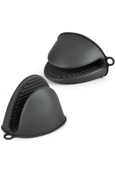 قفازات فرن إكس سبرينج، قطعتان من قفازات الفرن المصنوعة من السيليكون بتصميم مضاد للانزلاق، قفازات فرن صغيرة محمولة مع مقبض