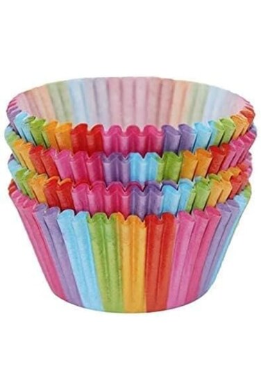 علب ورقية ملونة لخبز الكب كيك، 100 قطعة/المجموعة