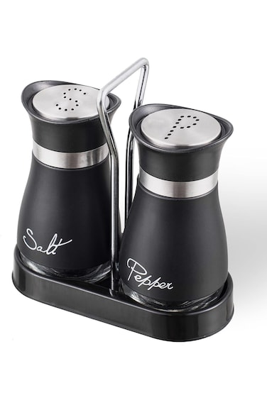 Salt and Pepper Shaker Set, 2 pcs Glass Bottom Salt Shaker, Salt Pepper Shaker with Silicone Funnel