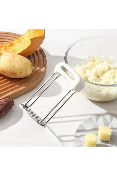 هراسة البطاطس المهروسة من الفولاذ المقاوم للصدأ من ALMEKAQUZ، هراسة منزلية، هراسة مكملات غذائية للأطفال، قاعدة مانعة للانزلاق