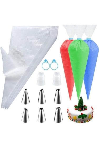 Paporich Piping Bags and Tips, Cake Piping Bags and Tips Suitable for Beginners Included 100PCS 12