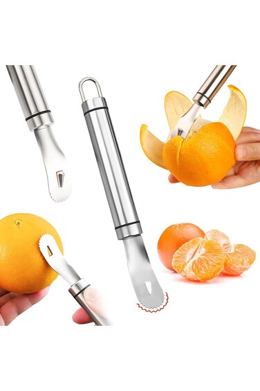 COKSDUPID Stainless Steel Orange Peeler   Easy to Peel   Long Handle Orange Citrus Peeler Tool   Tr