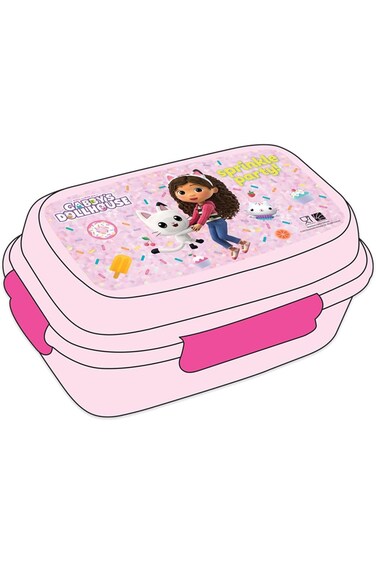 صندوق غداء بلاستيكي للأطفال من GBDH Gabby Doll House بثلاث طبقات، وردي