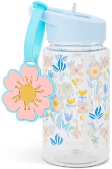 Manna Buddy Flower Themed Design Water Bottle with Strap Multicolor 15oz AC55287