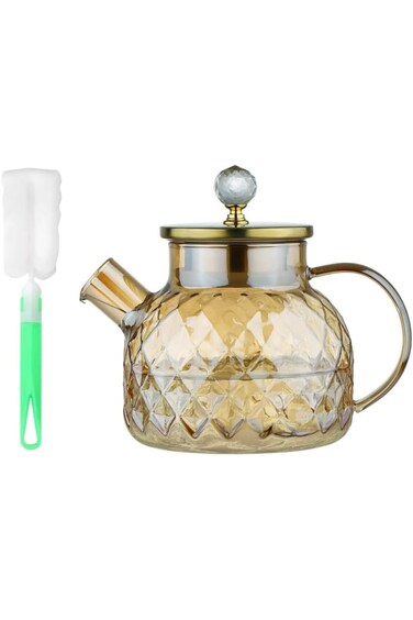 GDELINGZH Heat-resisting Borosilicate Glass Teapot, Tea Kettle with Stainless Steel Removable Filte