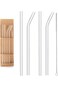 ECVV Glass Transparent Straw Set 5 Pieces - 4 x Straws, 1 x Brush, Healthy and Eco-friendly, Suitab