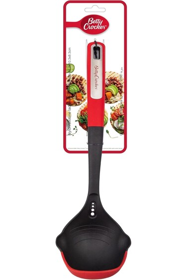 Betty Crocker Kitchen Soup Ladle, 32.8 cm Size, Black/Red