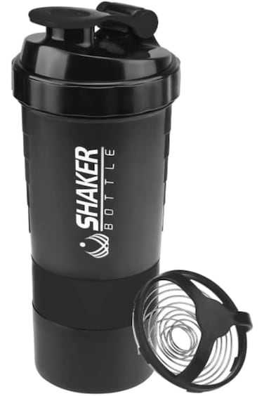 زجاجة رج البروتين AMSY مع تخزين بثلاث طبقات، مقاومة للتسرب وخالية من مادة BPA بنسبة 100%، مناسبة للياقة البدنية