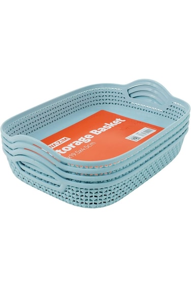 سلال فواكه مستطيلة من لوازم، ٤ قطع، زرقاء   حاملات طعام للخضراوات، للمنزل، المطبخ