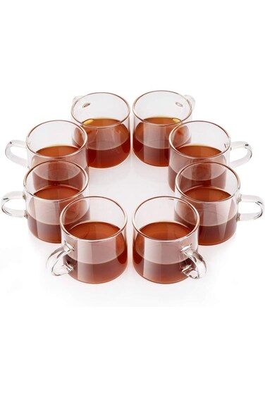 ComSaf 4.5 Oz Espresso Cups Glass, Borosilicate Glass Demitasse Cups with Handle, Small Coffee Mugs