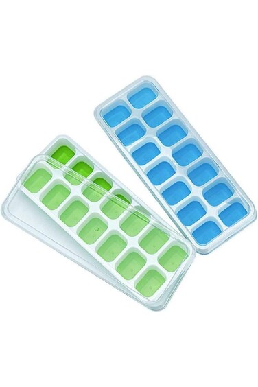 قوالب مكعبات الثلج أميتور، 14 قالب ثلج سهل الفك ومرن من السيليكون مع قابلية إزالة مقاومة للانسكاب